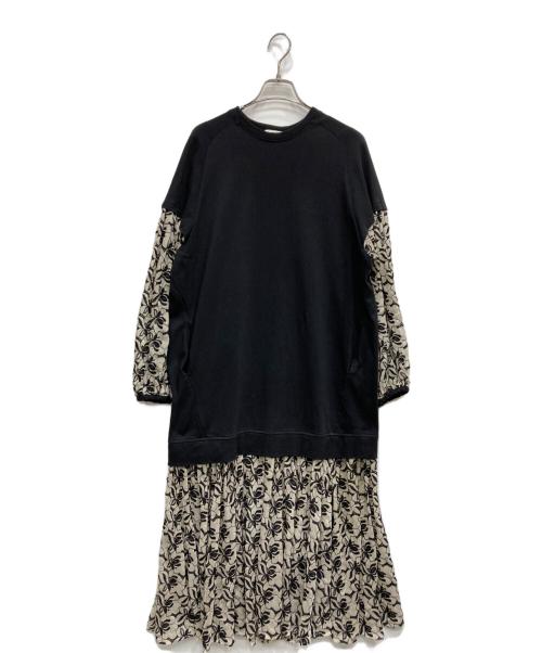 CLANE（クラネ）CLANE (クラネ) フラワーレースミックスワンピース ブラック サイズ:Mの古着・服飾アイテム