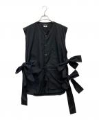 COMME des GARCONS HOMME PLUSコムデギャルソンオムプリュス）の古着「ノースリーブコットンリボンブラウスシャツベスト」｜ブラック
