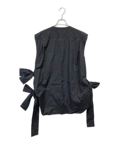 COMME des GARCONS HOMME PLUS（コムデギャルソンオムプリュス）COMME des GARCONS HOMME PLUS (コムデギャルソンオムプリュス) ノースリーブコットンリボンブラウスシャツベスト ブラック サイズ:Mの古着・服飾アイテム