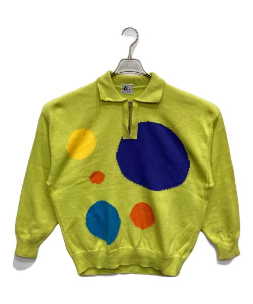 V2 BY VERSACE（ヴェルサーチ V2）V2 BY VERSACE (ヴェルサーチ V2) ニットポロシャツ イエロー サイズ:表示なしの古着・服飾アイテム
