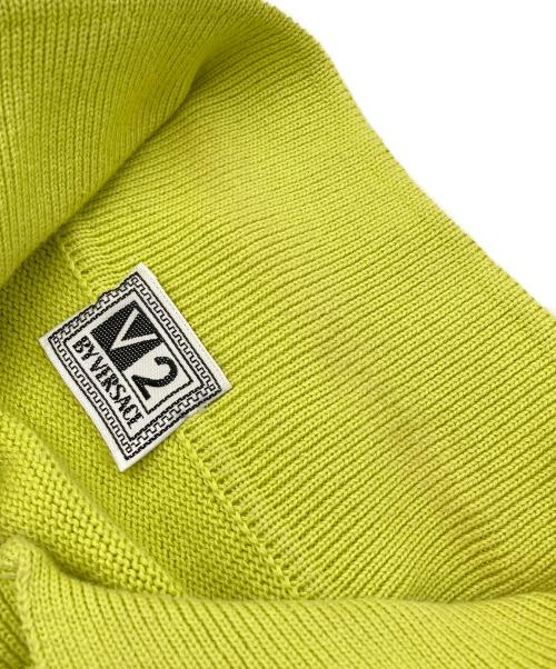 V2 BY VERSACE（ヴェルサーチ V2）V2 BY VERSACE (ヴェルサーチ V2) ニットポロシャツ イエロー サイズ:表示なしの古着・服飾アイテム
