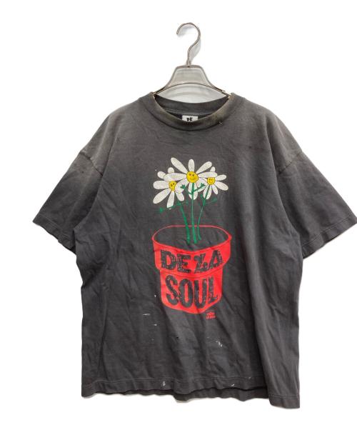 SAINT MICHAEL（セントマイケル）SAINT MICHAEL (セントマイケル) DE LA SOUL (デラソウル) ダメージ加工プリントＴシャツ ブラック サイズ:Ⅼの古着・服飾アイテム
