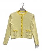 NOLLEY'Sノーリーズ）の古着「ソフトワイドリブ配色ポケ付きカーディガン」｜イエロー