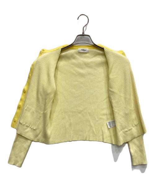 NOLLEY'S（ノーリーズ）NOLLEY'S (ノーリーズ) ソフトワイドリブ配色ポケ付きカーディガン イエロー サイズ:38の古着・服飾アイテム