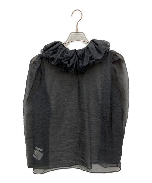 MECRE（メクル）MECRE (メクル) フリルカラー変形ブラウス ブラック サイズ:FREEの古着・服飾アイテム