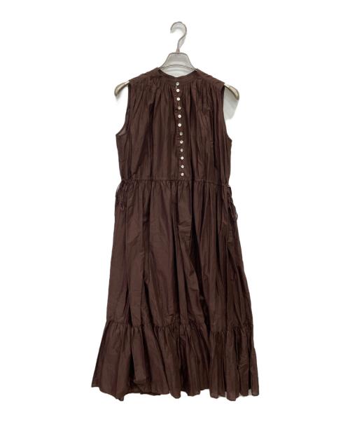 Adam et Rope（アダム エ ロペ）Adam et Rope (アダム エ ロペ) バックリボンコットンティアードワンピース ブラウン サイズ:FREE 未使用品の古着・服飾アイテム
