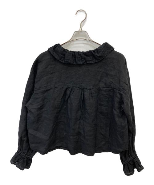 tumugu（ツムグ）tumugu (ツムグ) ソリトリネン フリルブラウス ブラック サイズ:FREEの古着・服飾アイテム