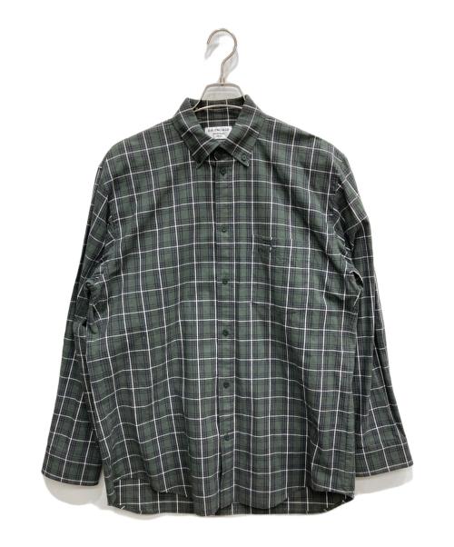 BALENCIAGA（バレンシアガ）BALENCIAGA (バレンシアガ) ボタンダウンチェックシャツ グリーン サイズ:34の古着・服飾アイテム