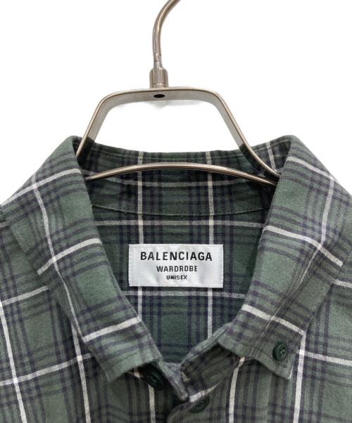 BALENCIAGA（バレンシアガ）BALENCIAGA (バレンシアガ) ボタンダウンチェックシャツ グリーン サイズ:34の古着・服飾アイテム