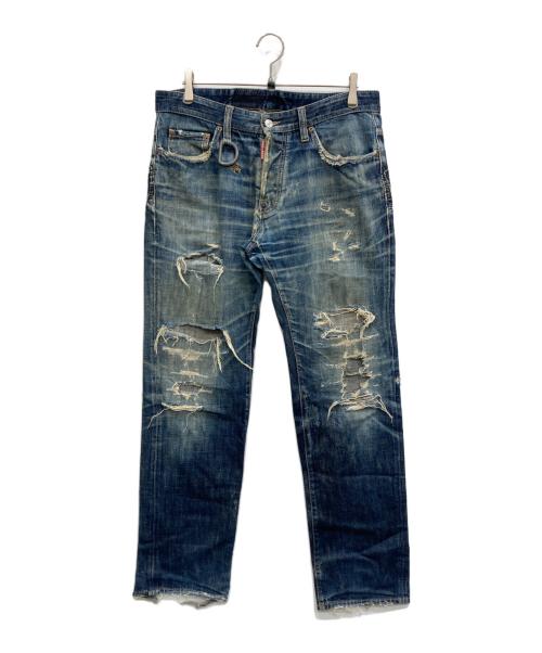DSQUARED2（ディースクエアード）DSQUARED2 (ディースクエアード) ダメージデニムパンツ インディゴ サイズ:50の古着・服飾アイテム
