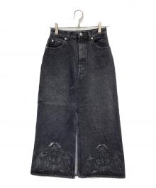 Ameri（アメリ）の古着「UND CUTWORK EMBROIDERY DENIM SKIRT」｜ブラック