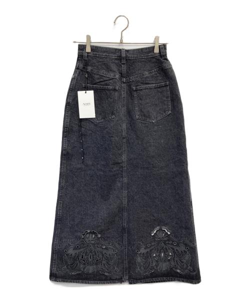 Ameri（アメリ）Ameri (アメリ) UND CUTWORK EMBROIDERY DENIM SKIRT ブラック サイズ:24の古着・服飾アイテム