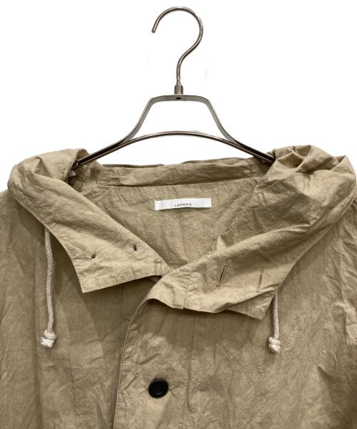 LAITERIE（レイトリー）LAITERIE (レイトリー) 綿麻タイプライター フード コート ベージュ サイズ:38の古着・服飾アイテム
