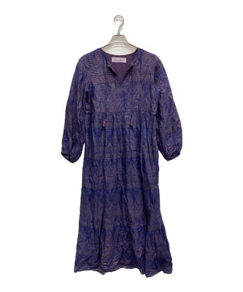 sara mallika（サラマリカ）sara mallika (サラマリカ) 総柄ワンピース パープル サイズ:FREEの古着・服飾アイテム