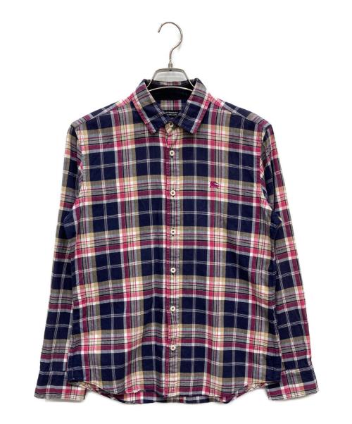 BURBERRY BLACK LABEL（バーバリーブラックレーベル）BURBERRY BLACK LABEL (バーバリーブラックレーベル) チェックシャツ パープル サイズ:Mの古着・服飾アイテム