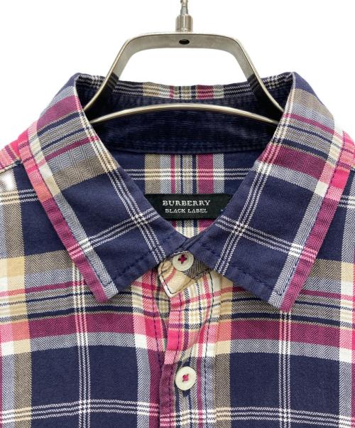 BURBERRY BLACK LABEL（バーバリーブラックレーベル）BURBERRY BLACK LABEL (バーバリーブラックレーベル) チェックシャツ パープル サイズ:Mの古着・服飾アイテム