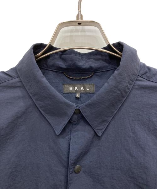 EKAL（エカル）EKAL (エカル) ナイロンタッサーロングスリーブシャツ ネイビー サイズ:Ⅼの古着・服飾アイテム