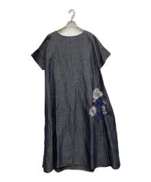 BEARDSLEY（ビアズリー）の古着「リネン混刺繍ワンピース」｜インディゴ