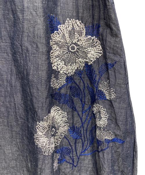 BEARDSLEY（ビアズリー）BEARDSLEY (ビアズリー) リネン混刺繍ワンピース インディゴ サイズ:FREEの古着・服飾アイテム