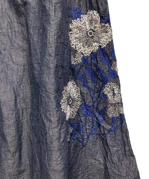 BEARDSLEY（ビアズリー）BEARDSLEY (ビアズリー) リネン混刺繍ワンピース インディゴ サイズ:FREEの古着・服飾アイテム