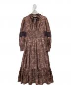 HER LIP TOハーリップトゥ）の古着「Winter Floral Long-sleeve Dress」｜ブラウン