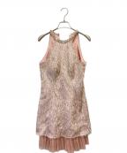 DEA.ディア）の古着「スパンコールフリンジハイネックフレアミニキャバドレス」｜ピンク