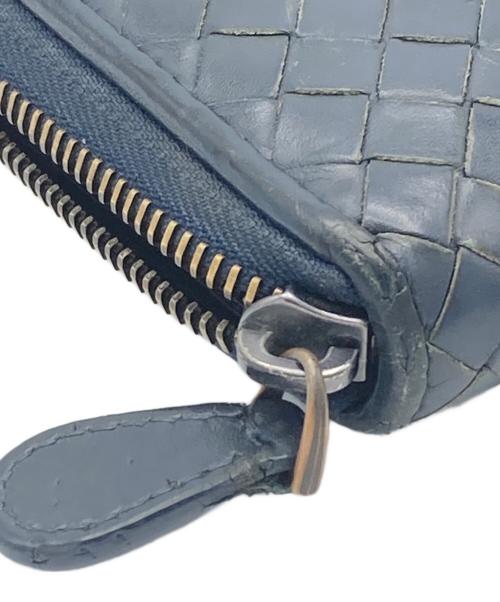 BOTTEGA VENETA（ボッテガベネタ）BOTTEGA VENETA (ボッテガベネタ) イントレチャート ラウンドファスナーウォレット ネイビーの古着・服飾アイテム