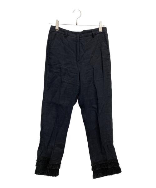 WEEKEND Max Mara（ウィークエンド マックスマーラ）Weekend Max Mara (ウィークエンド マックスマーラ) 裾フリンジリネンパンツ ブラック サイズ:表示なしの古着・服飾アイテム