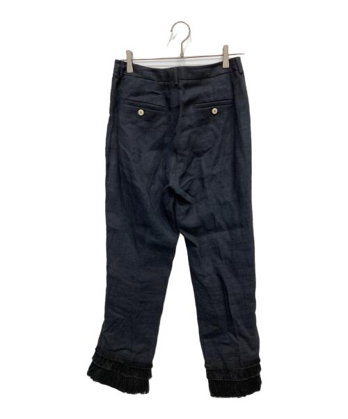 WEEKEND Max Mara（ウィークエンド マックスマーラ）Weekend Max Mara (ウィークエンド マックスマーラ) 裾フリンジリネンパンツ ブラック サイズ:表示なしの古着・服飾アイテム