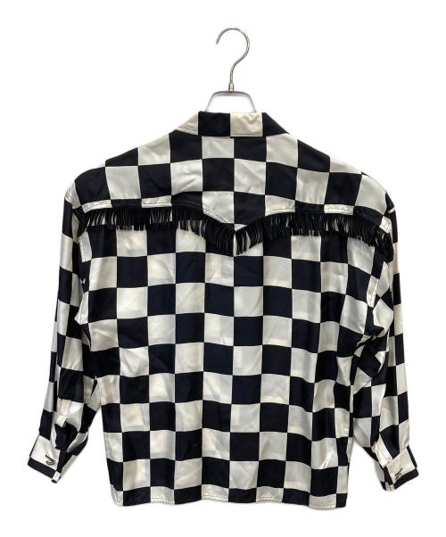 Istante（イスタンテ）Istante (イスタンテ) フリンジシルクシャツ ブラック×ホワイト サイズ:42の古着・服飾アイテム