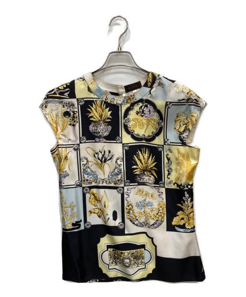 Istante（イスタンテ）Istante (イスタンテ) 総柄シルクブラウス ブラック サイズ:40の古着・服飾アイテム
