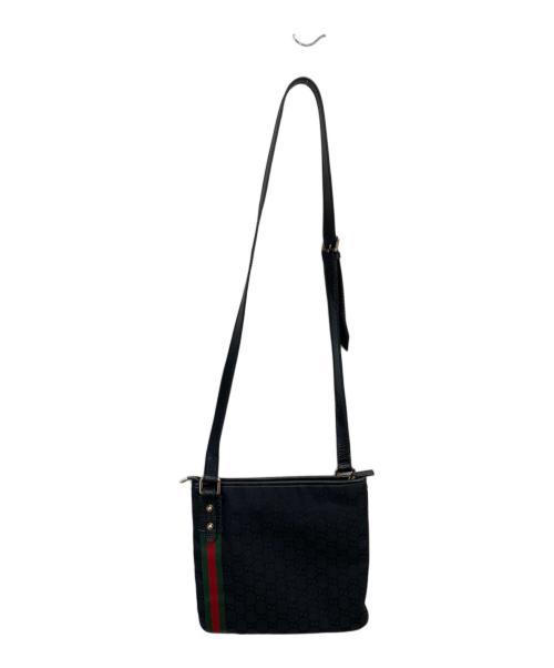 GUCCI（グッチ）GUCCI (グッチ) シェリーラインキャンバスショルダーバッグ ブラックの古着・服飾アイテム