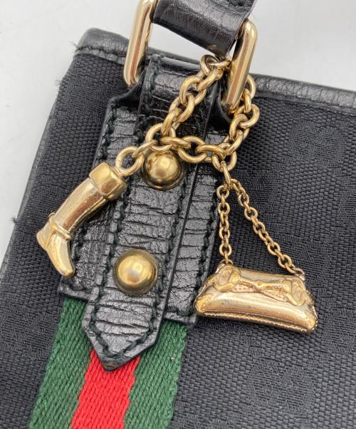 GUCCI（グッチ）GUCCI (グッチ) シェリーラインキャンバスショルダーバッグ ブラックの古着・服飾アイテム