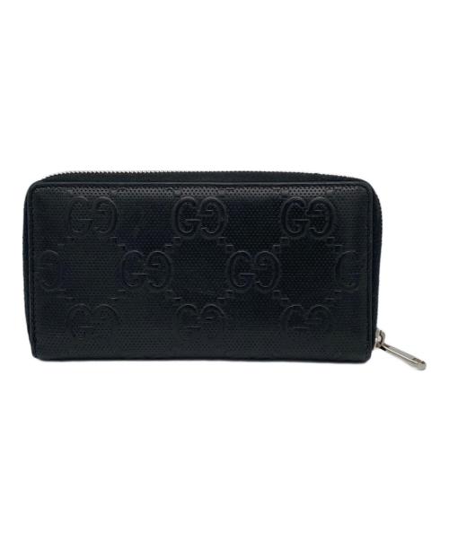 GUCCI（グッチ）GUCCI (グッチ) Gエンボスアラウンドジップウォレット ブラックの古着・服飾アイテム