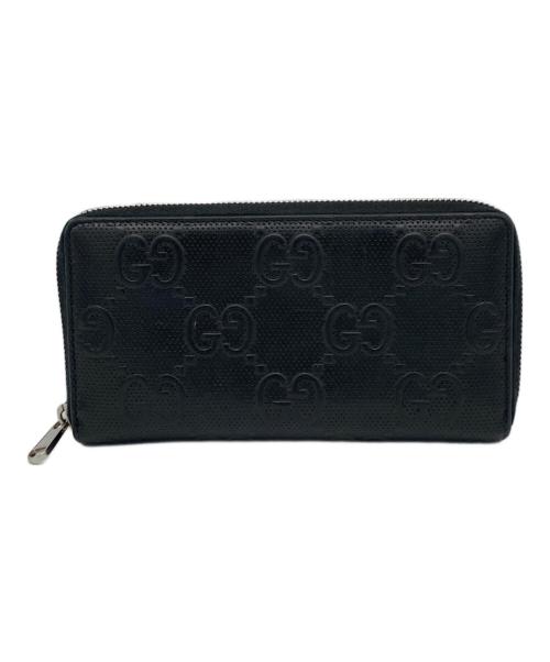 GUCCI（グッチ）GUCCI (グッチ) Gエンボスアラウンドジップウォレット ブラックの古着・服飾アイテム