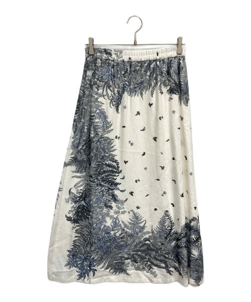 BEARDSLEY（ビアズリー）BEARDSLEY (ビアズリー) リネン混スカーフプリントスカート ホワイト サイズ:FREEの古着・服飾アイテム