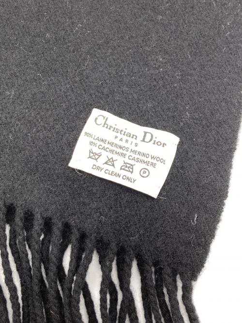 Christian Dior（クリスチャン ディオール）Christian Dior (クリスチャン ディオール) カシミヤマフラー ブラックの古着・服飾アイテム