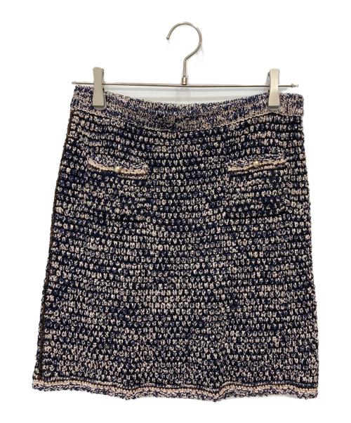 CHANEL（シャネル）CHANEL (シャネル) ツイードスカート ネイビー サイズ:38の古着・服飾アイテム
