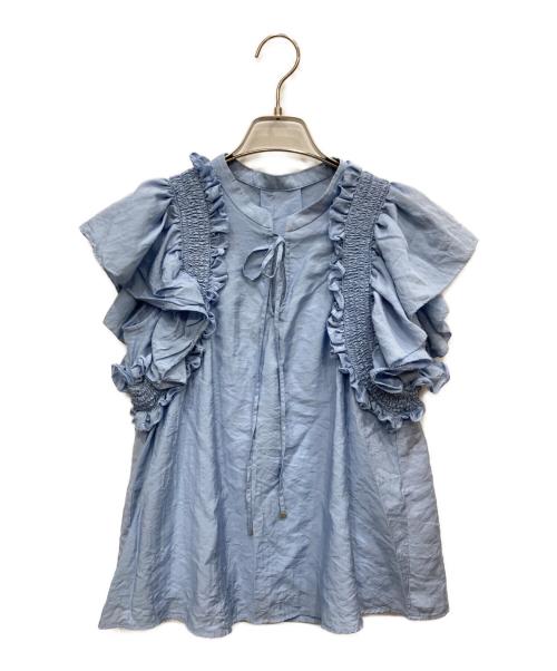 Lily Brown（リリーブラウン）Lily Brown (リリーブラウン) ラッフルノースリブトップス/ブラウス ブルー サイズ:FREEの古着・服飾アイテム
