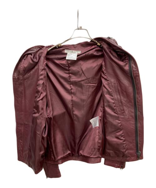KATHARINE HAMNETT（キャサリンハムネット）KATHARINE HAMNETT (キャサリンハムネット) ゴートスキン フード レザー ジャケット レッド サイズ:Lの古着・服飾アイテム