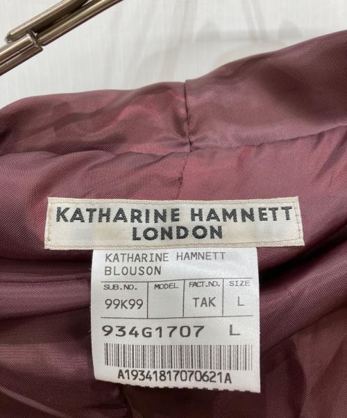 KATHARINE HAMNETT（キャサリンハムネット）KATHARINE HAMNETT (キャサリンハムネット) ゴートスキン フード レザー ジャケット レッド サイズ:Lの古着・服飾アイテム