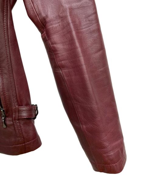 KATHARINE HAMNETT（キャサリンハムネット）KATHARINE HAMNETT (キャサリンハムネット) ゴートスキン フード レザー ジャケット レッド サイズ:Lの古着・服飾アイテム