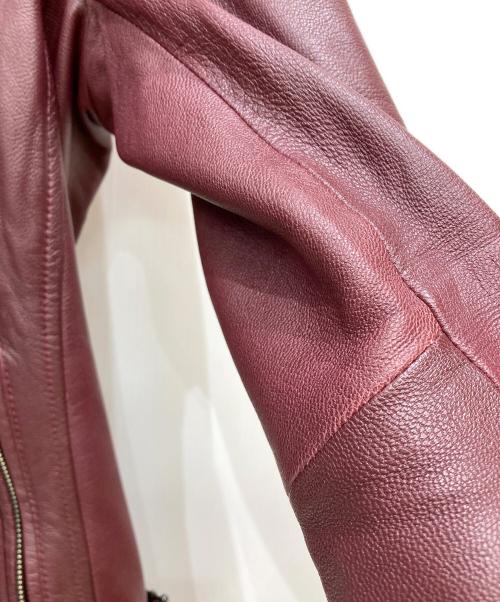 KATHARINE HAMNETT（キャサリンハムネット）KATHARINE HAMNETT (キャサリンハムネット) ゴートスキン フード レザー ジャケット レッド サイズ:Lの古着・服飾アイテム