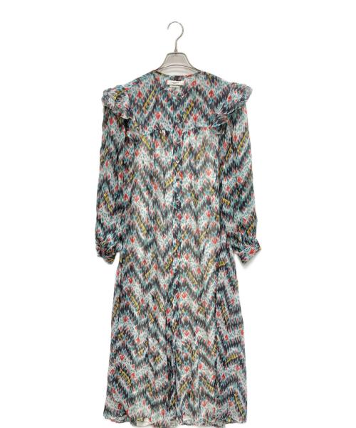ISABEL MARANT ETOILE（イザベルマランエトワール）ISABEL MARANT ETOILE (イザベルマランエトワール) 総柄ロングワンピース ブルー サイズ:34の古着・服飾アイテム