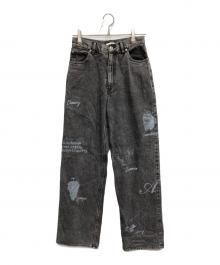 Ameri（アメリ）の古着「PAINT MOTIF PRINT DENIM PANTS」｜ブラック
