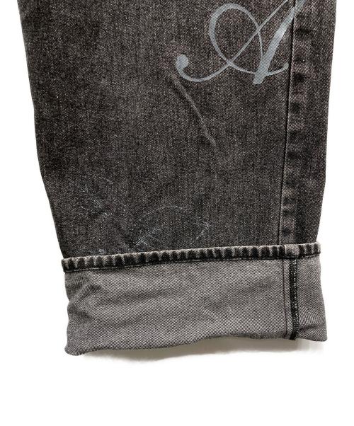 Ameri（アメリ）AMERI (アメリ) PAINT MOTIF PRINT DENIM PANTS ブラック サイズ:26の古着・服飾アイテム