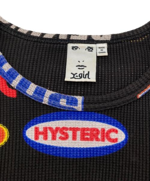 X-GIRL（エックスガール）X-girl (エックスガール) Hysteric Glamour (ヒステリックグラマー) ロゴサーマルカットソー ブラック サイズ:Sの古着・服飾アイテム