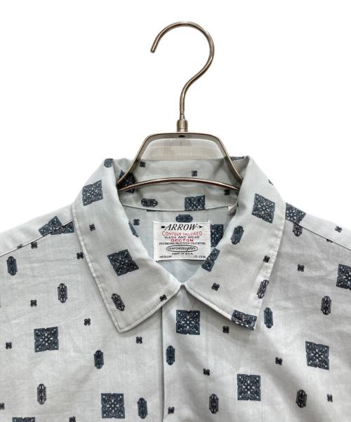 ARROW（アロー）ARROW (アロー) 総柄オープンカラーシャツ グレー サイズ:15の古着・服飾アイテム