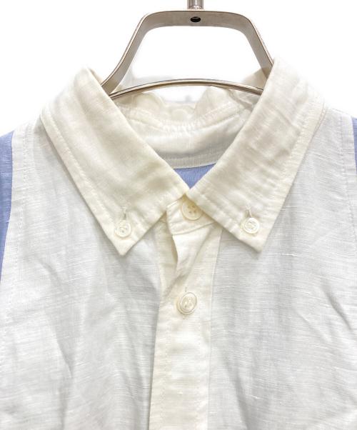 JUNYA WATANABE COMME des GARCONS（(ジュンヤワタナベ コムデギャルソン）JUNYA WATANABE COMME des GARCONS ((ジュンヤワタナベ コムデギャルソン) バイカラーリネンブレンドブラウス ブルー サイズ:Sの古着・服飾アイテム