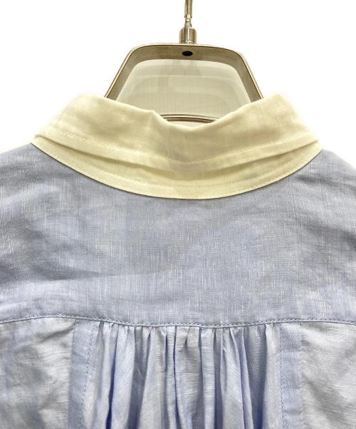 JUNYA WATANABE COMME des GARCONS（(ジュンヤワタナベ コムデギャルソン）JUNYA WATANABE COMME des GARCONS ((ジュンヤワタナベ コムデギャルソン) バイカラーリネンブレンドブラウス ブルー サイズ:Sの古着・服飾アイテム